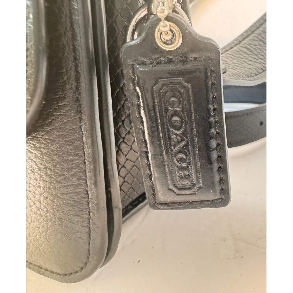 Coach Morgan black pebble leather & snake skin sides UEC CE562 - Picture 10 of 14